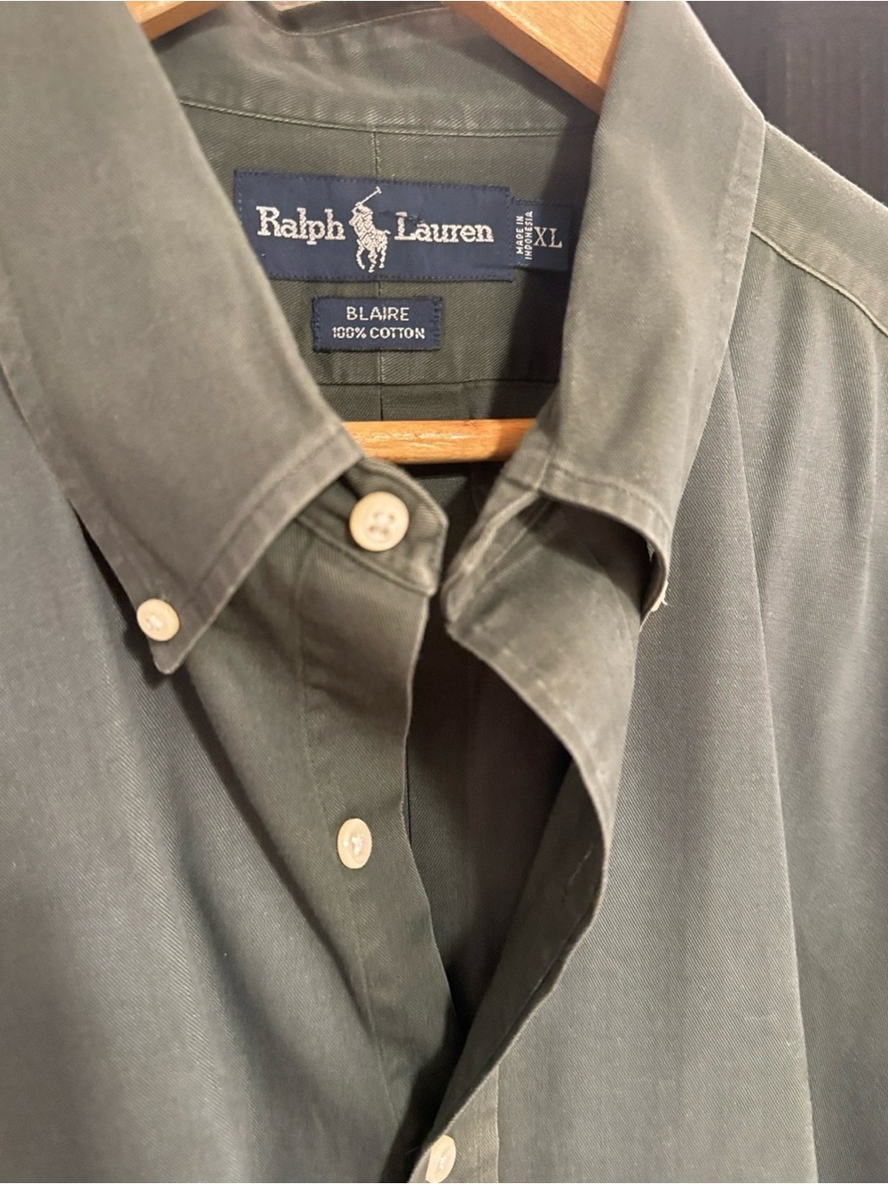 Ralph Lauren Blaire Button-Down Shirt in Olive Green